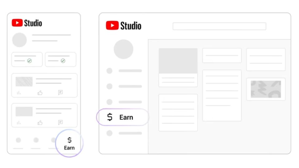 The location of the Earn buttons on an Android phone and a laptop browser.