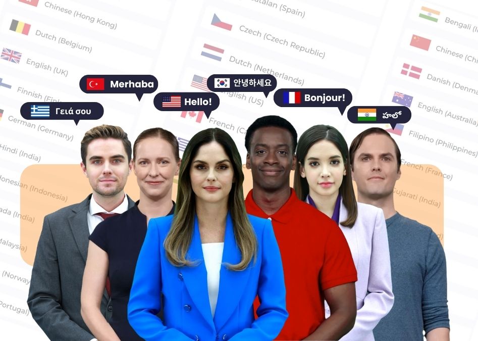 Diverse AI Avatars by AI Studios speaking different languages.