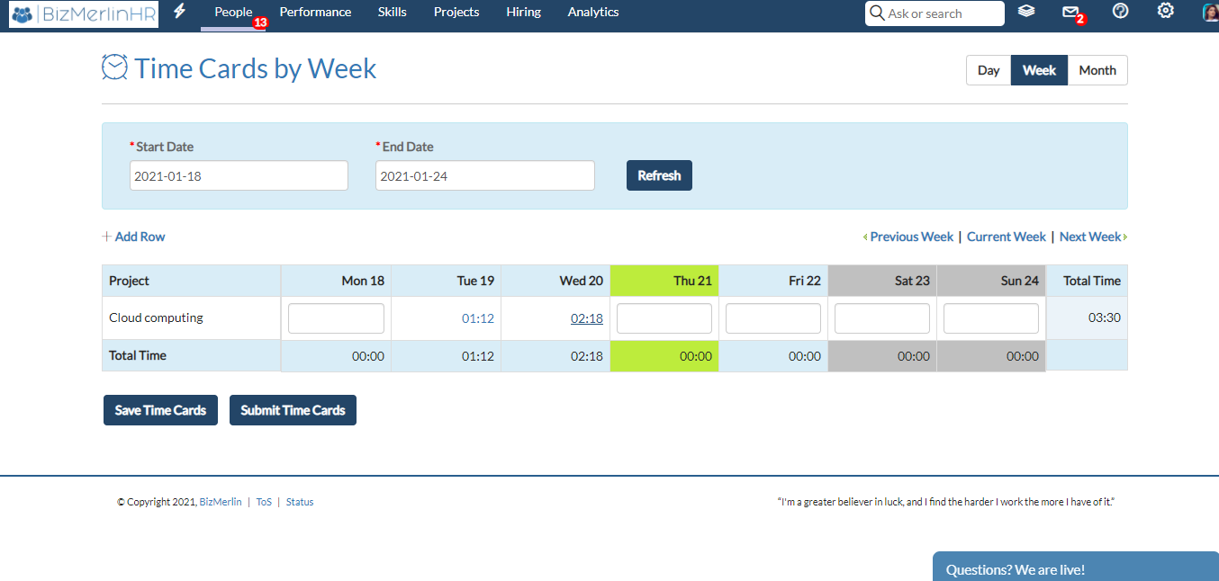 Multiple Timecards