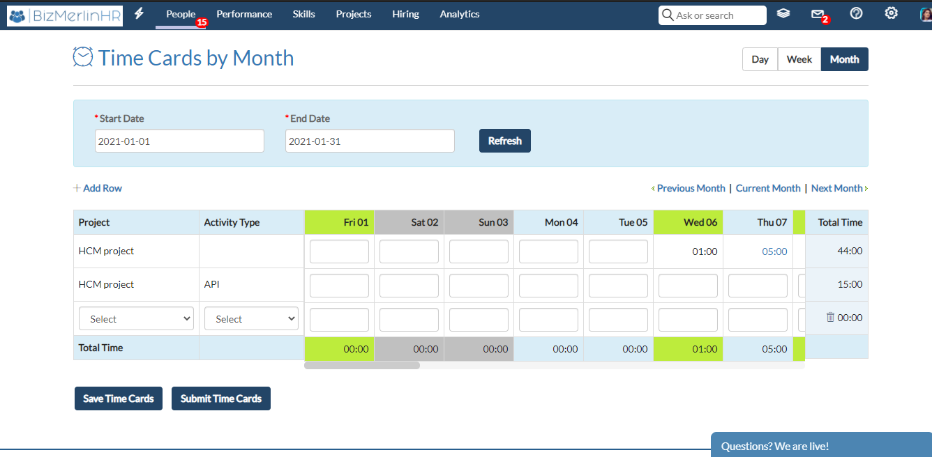 Multiple Timecards