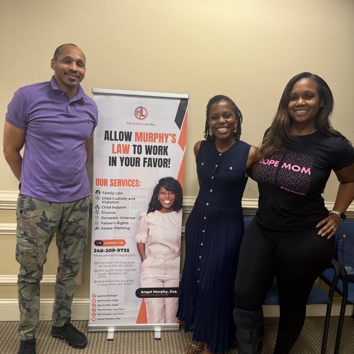 Angel Murphy and A Client in the Courthouse after winning a case