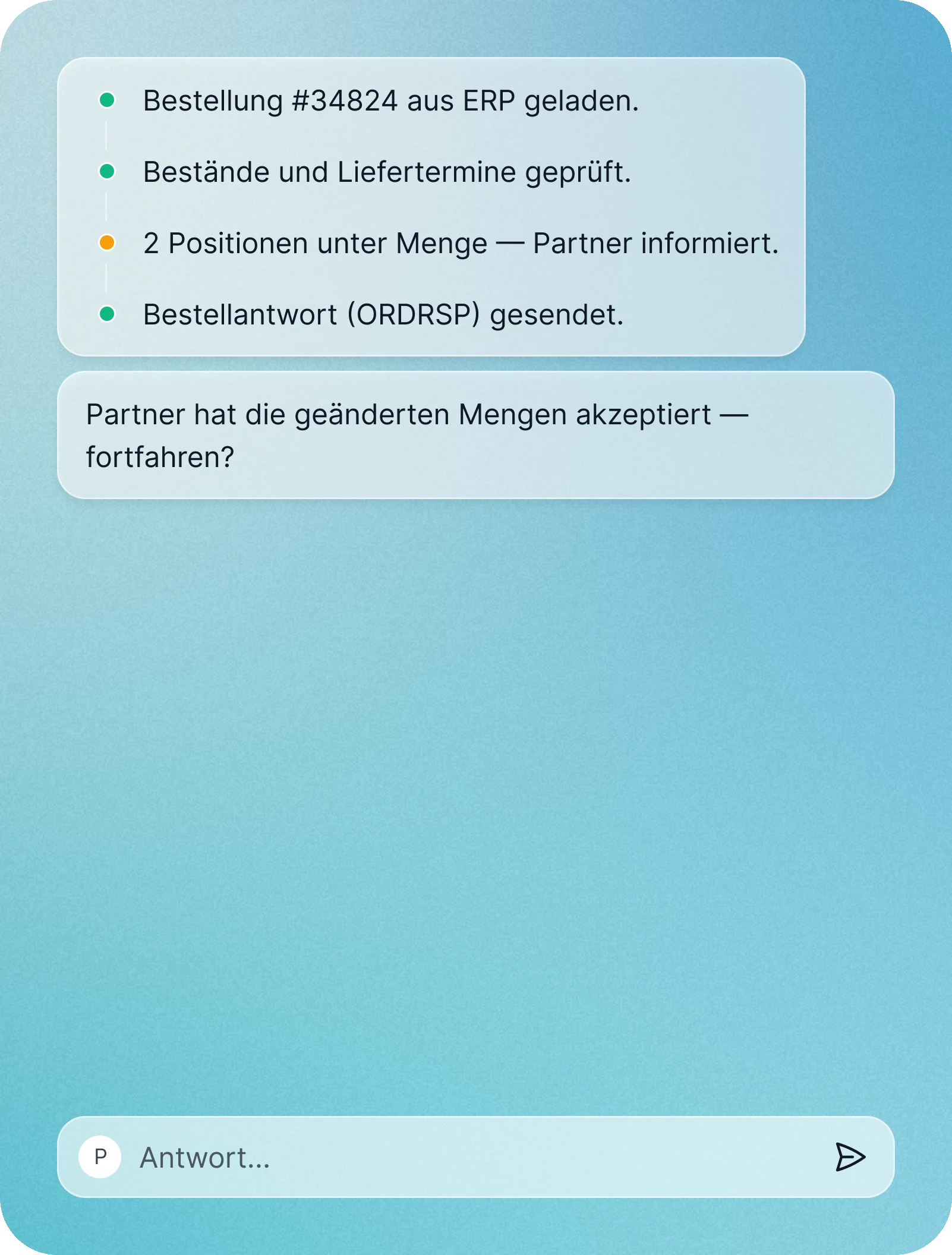 Order Response agent conversation