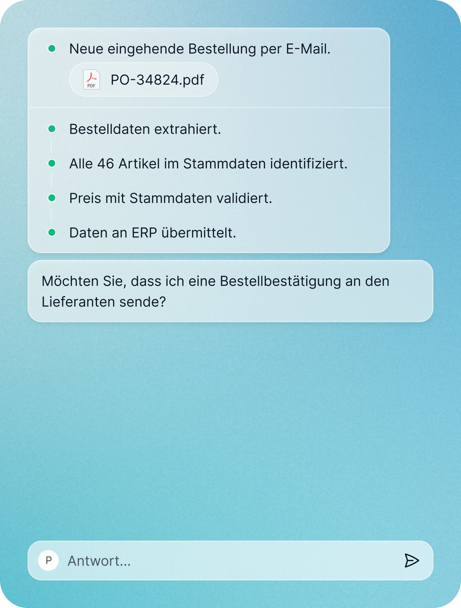 Order Entry agent conversation