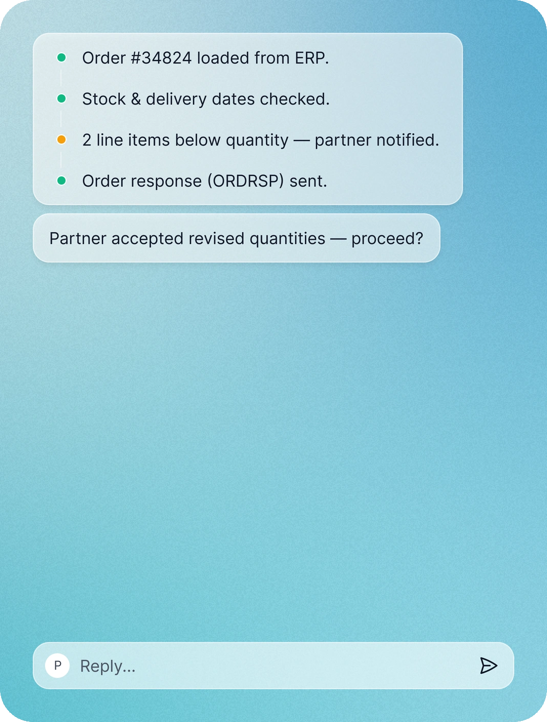 Order Response agent conversation