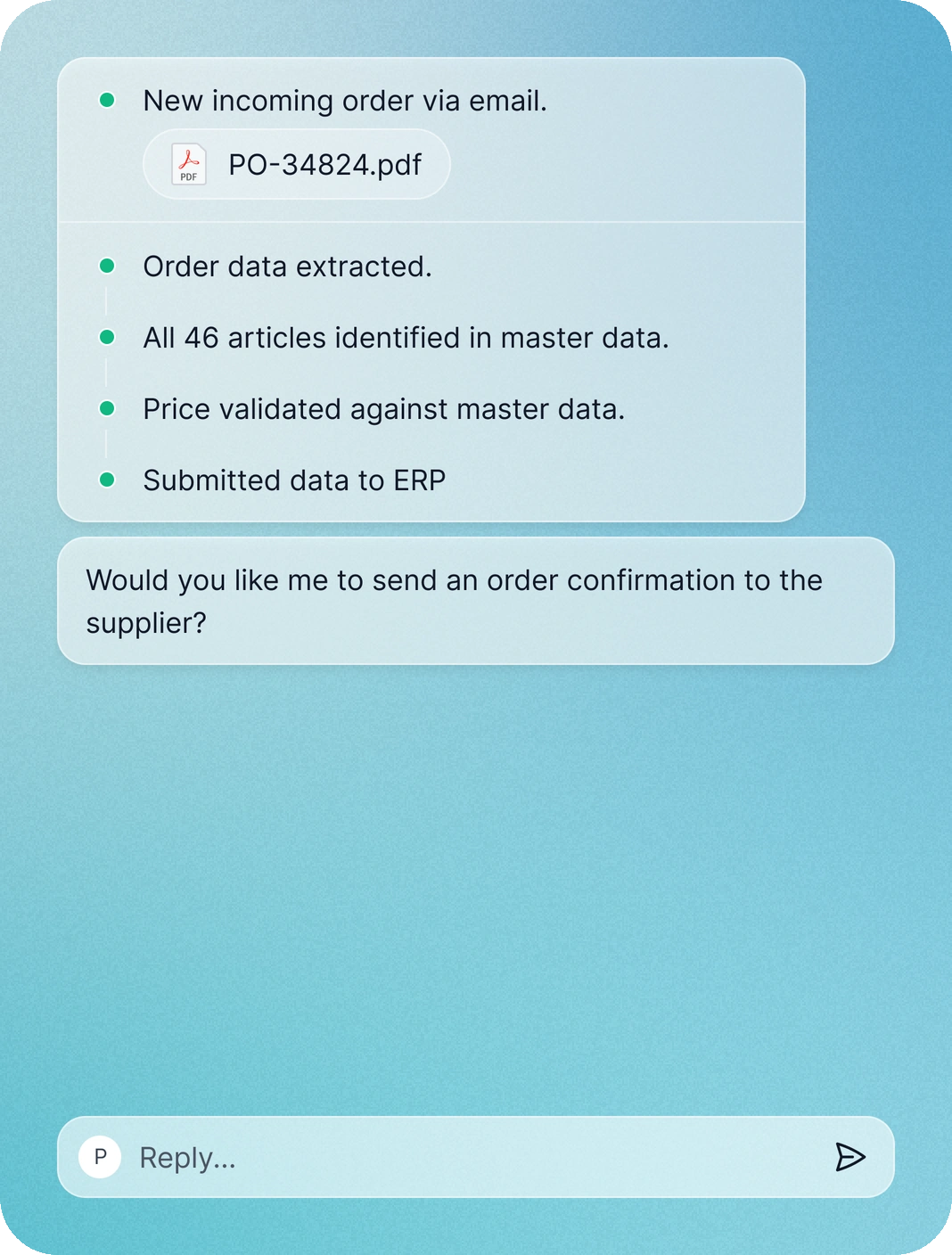 Order Entry agent conversation