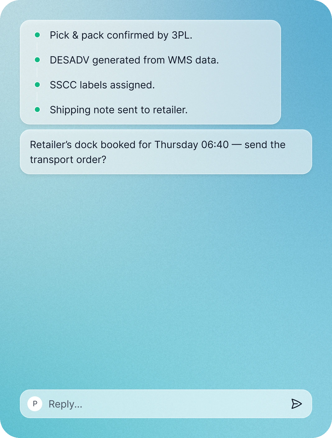Shipping Notice agent conversation