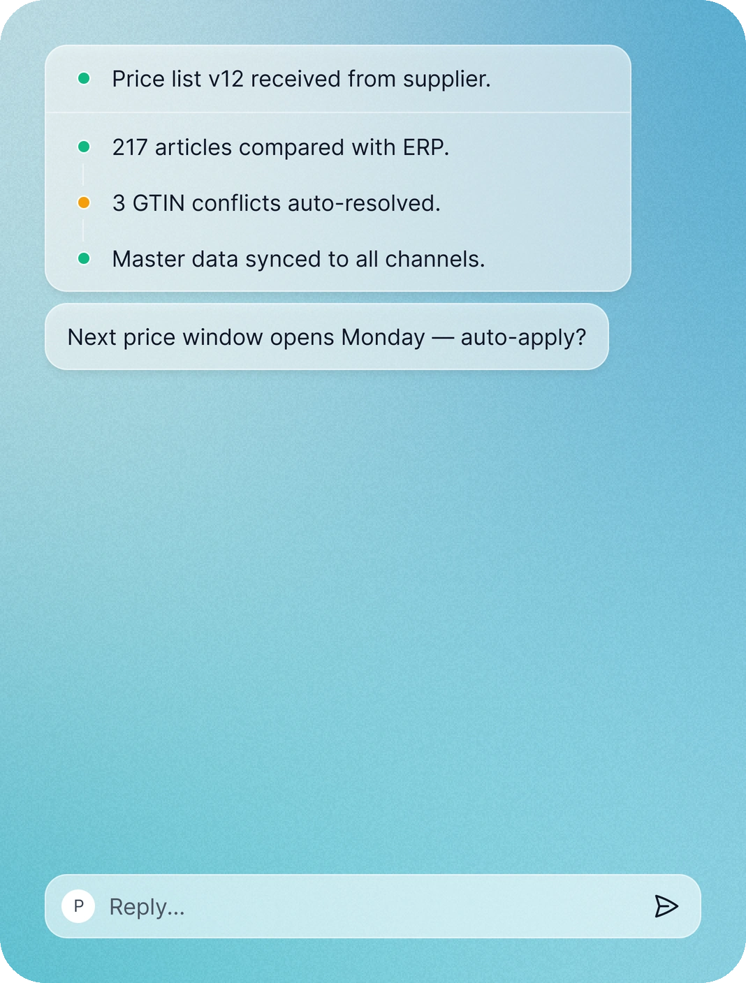 Master Data agent conversation