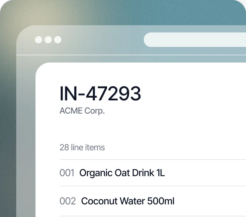 Invoice with line items ready to send