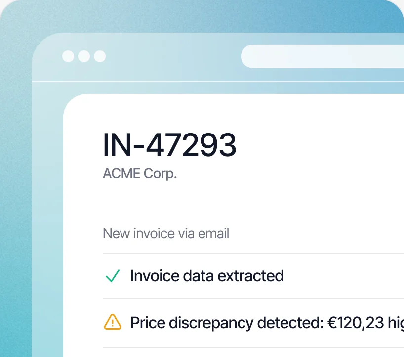 Invoice with a price discrepancy flagged for review