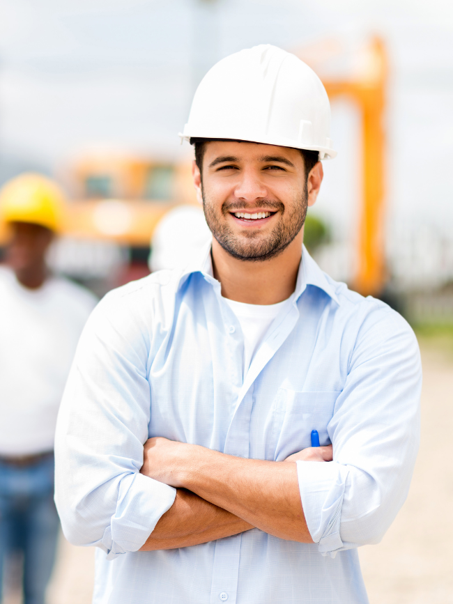 Happy contractor feeling confident about his finances.