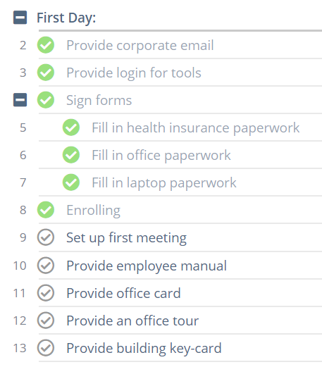 On-Boarding Process with Tasks