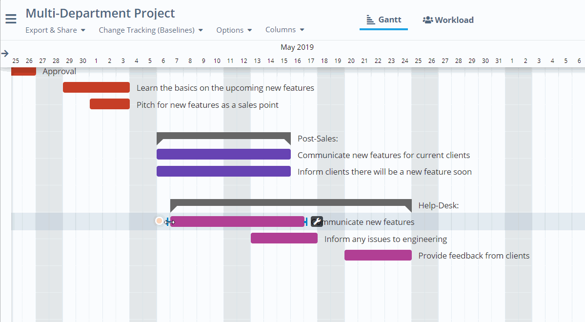 Drag and drop timeline