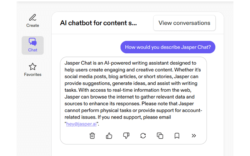 Jasper Chat: Obtener lo que necesita a través de una conversación natural - AI Tool Selection