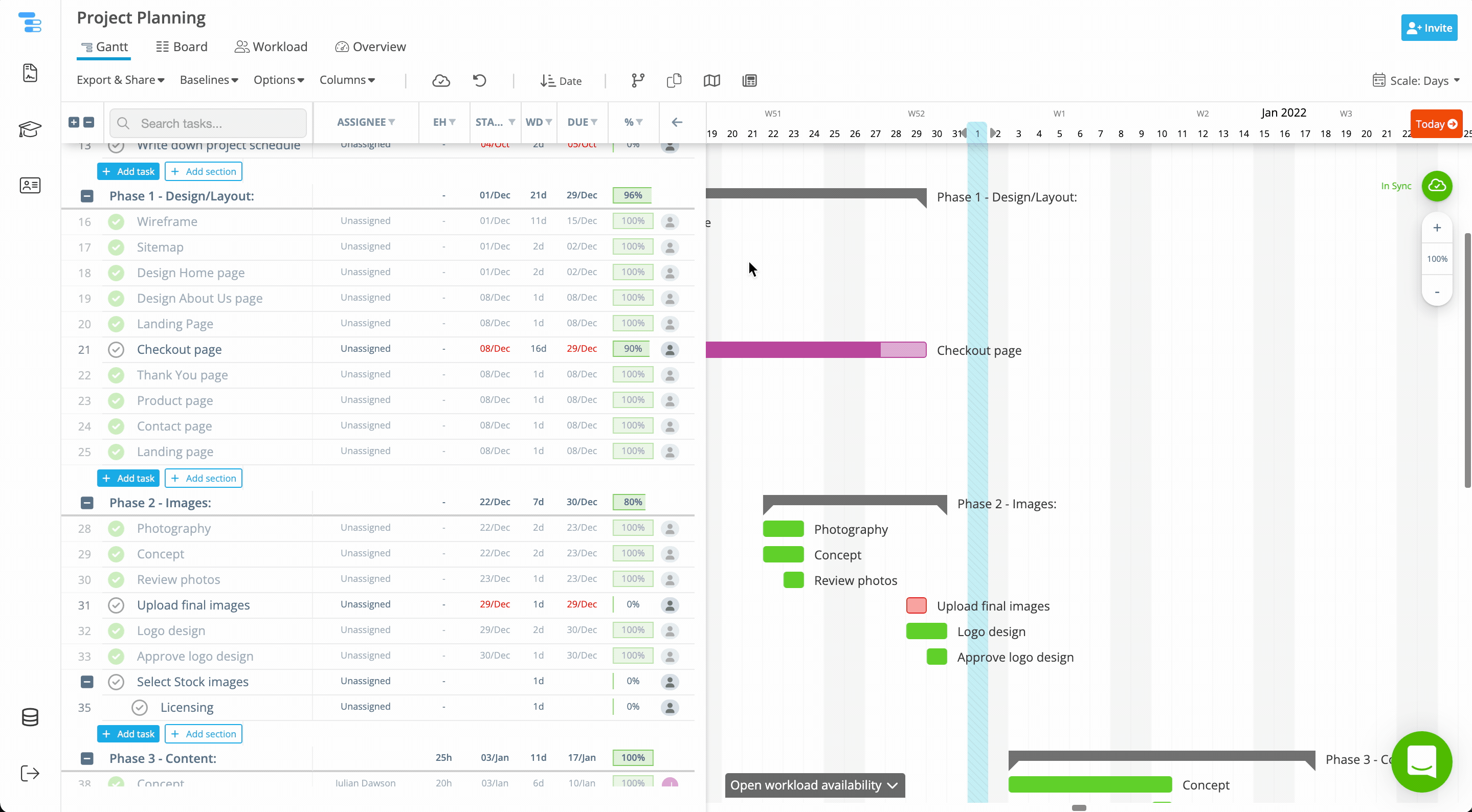 GIF demonstrating how to hover over a highlighted date in Instagantt to reveal arrows for adjusting the holiday range and a trash bin icon for deleting the highlighted date.