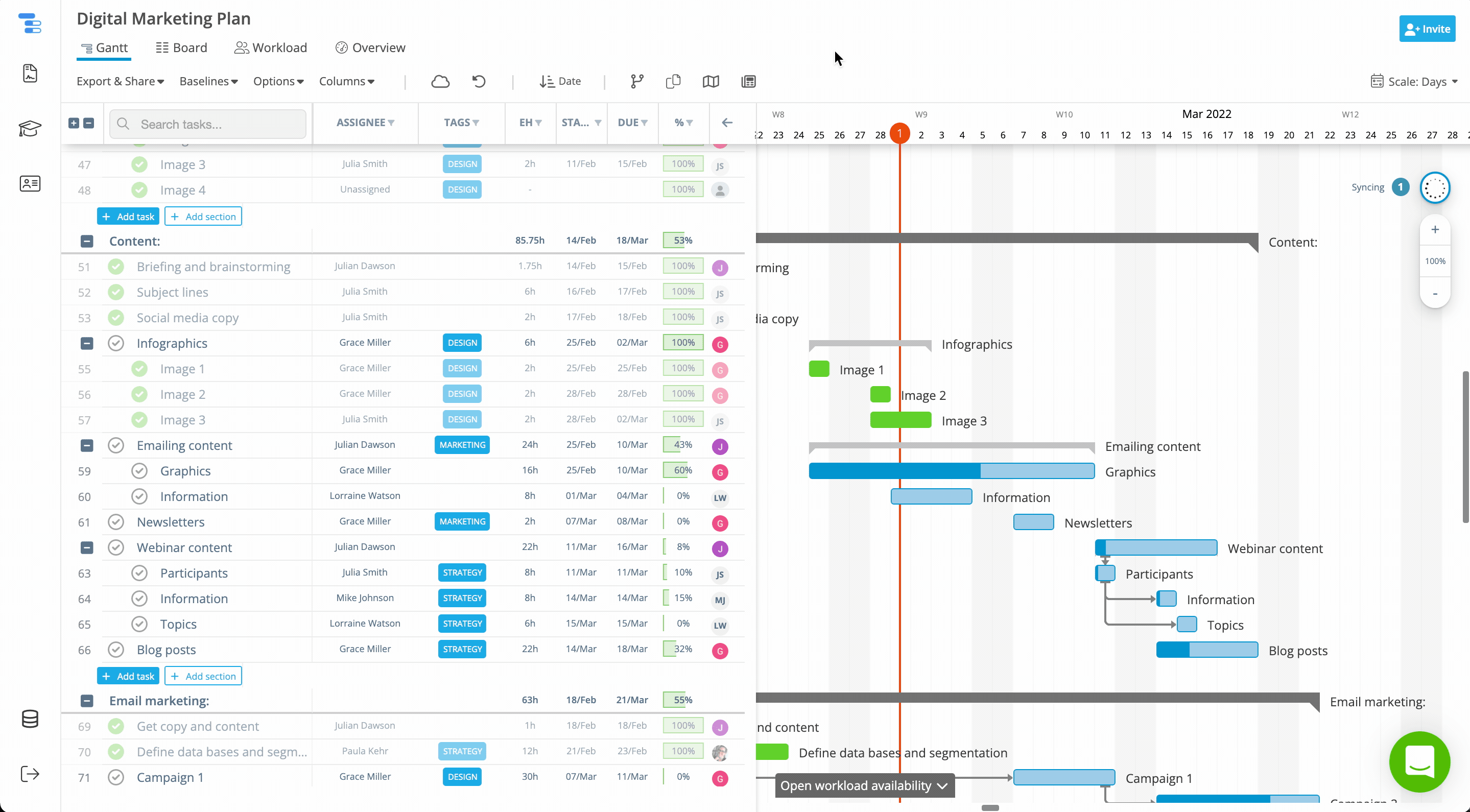 Managing project tags from Workbook Settings in Instagantt Standalone