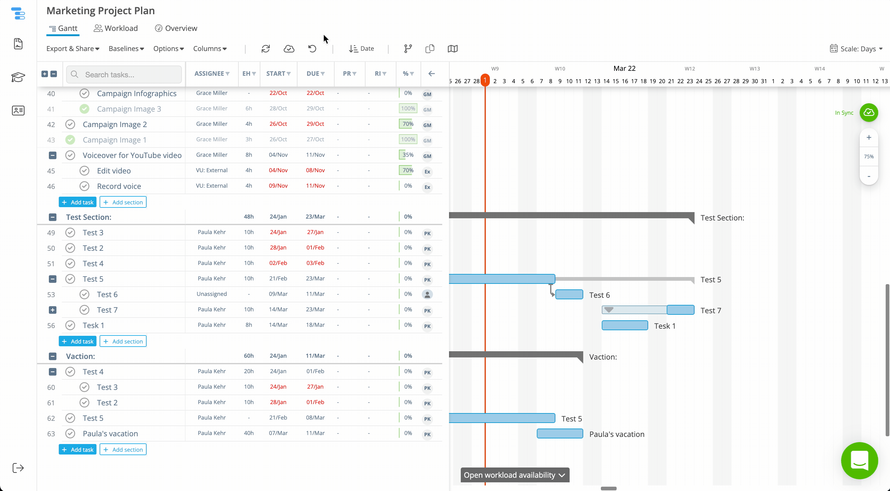 Clicking “How to sync columns with Asana” in Instagantt for Asana to map Priority and Risk custom fields for gantt chart software integration.