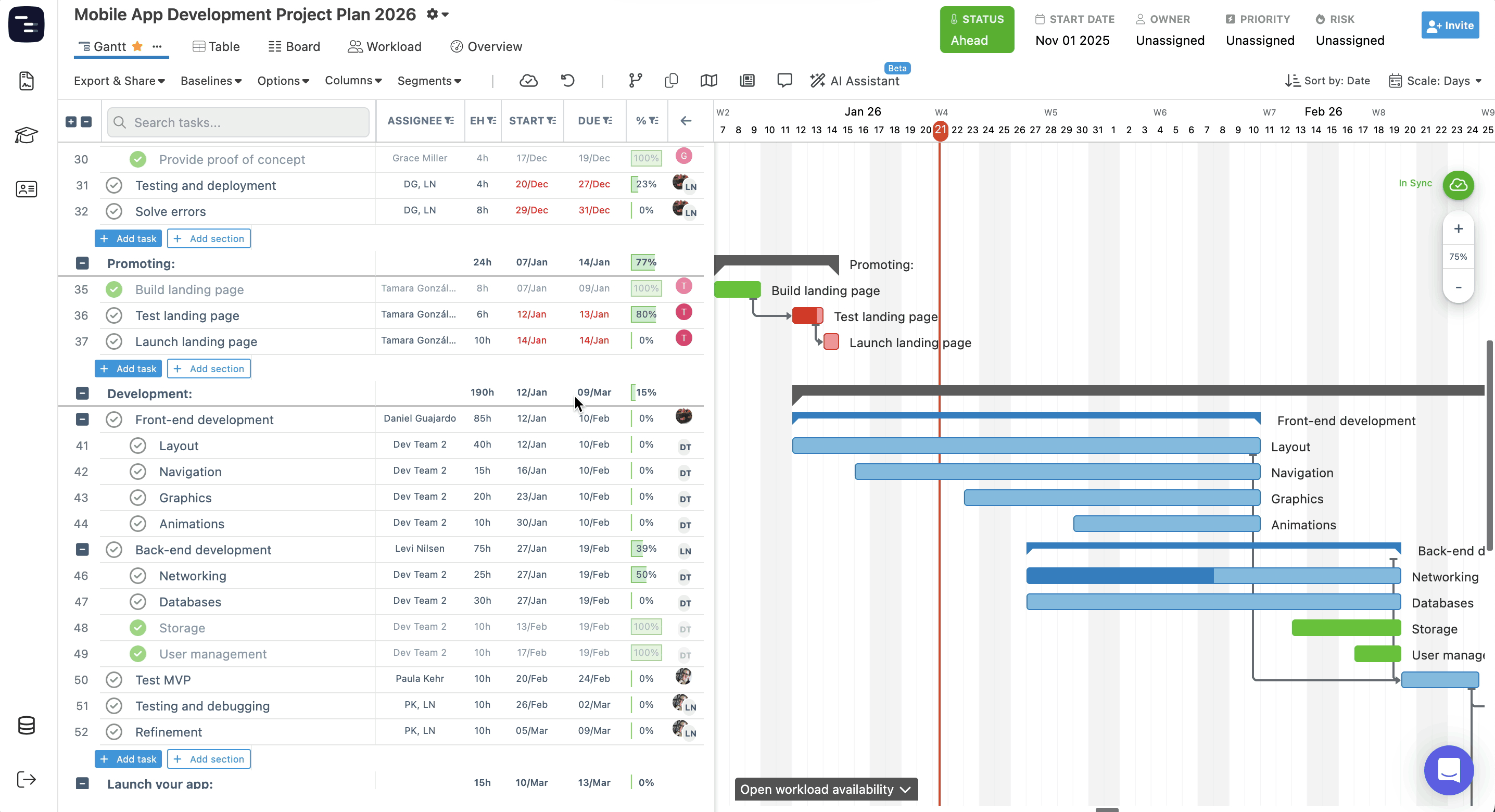Adding comments to a task using the task details pane in Instagantt