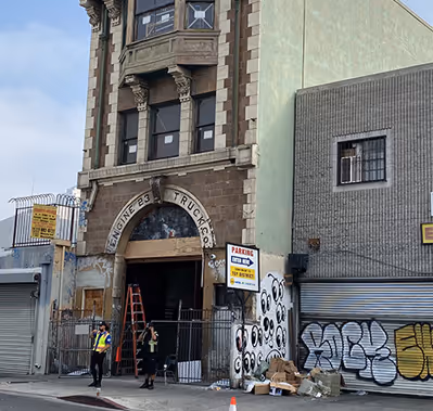 A building requiring some maintenance before production.