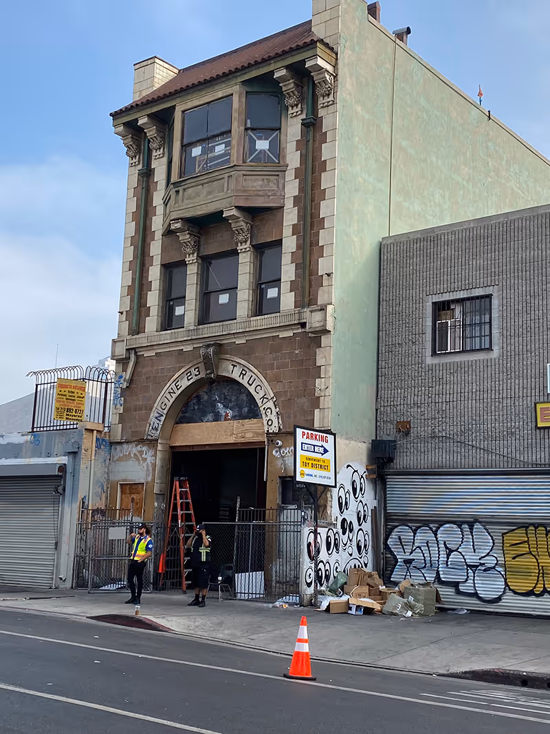 A building requiring some maintenance before production.