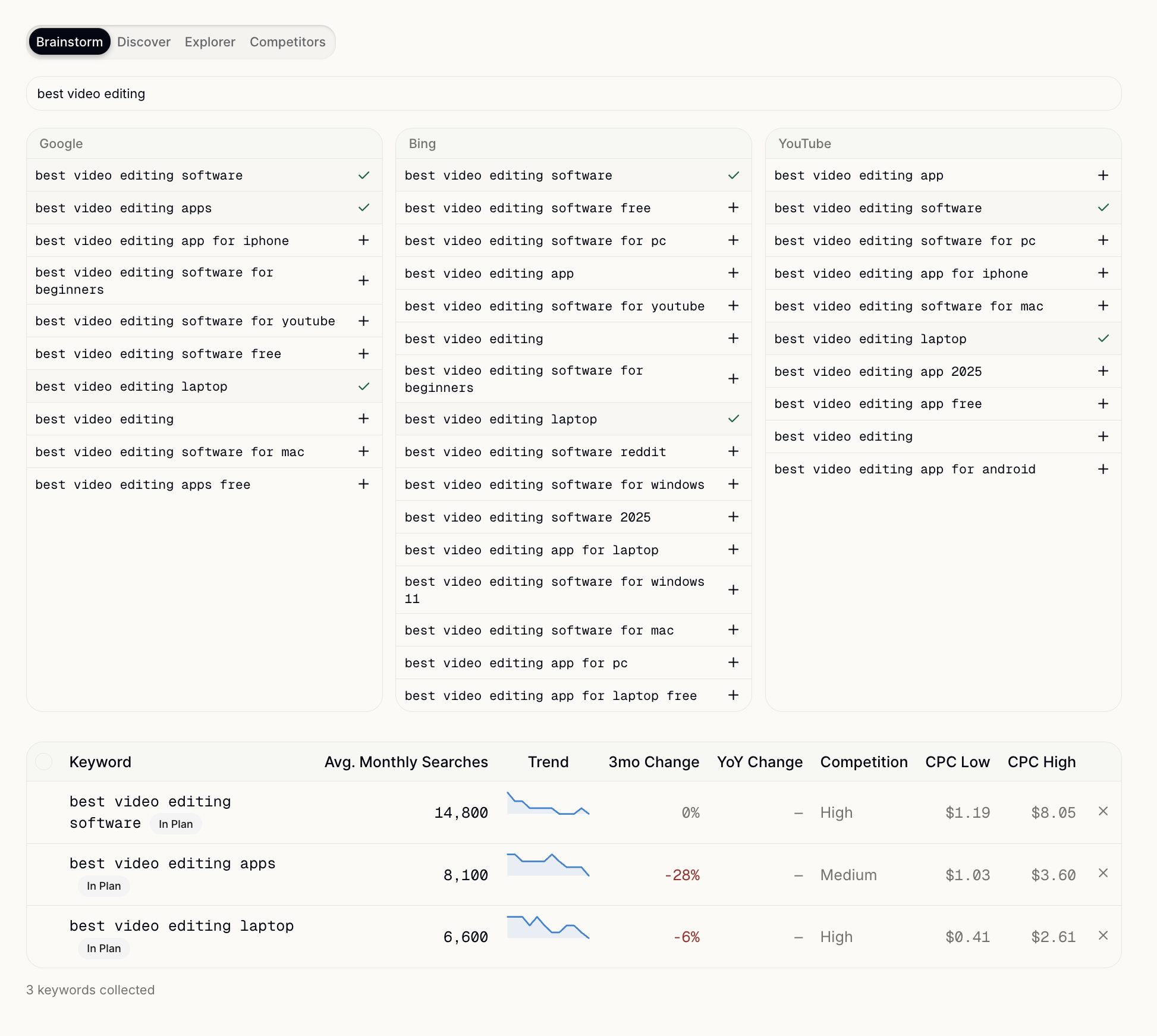 Plan — Optical product screenshot