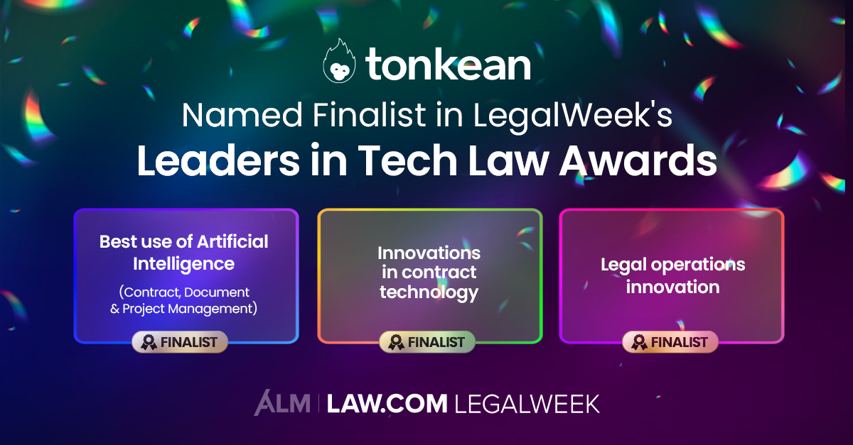Tonkean Named Finalist in "Leaders in Tech Law Awards" for Contracts, AI, and Legal Ops