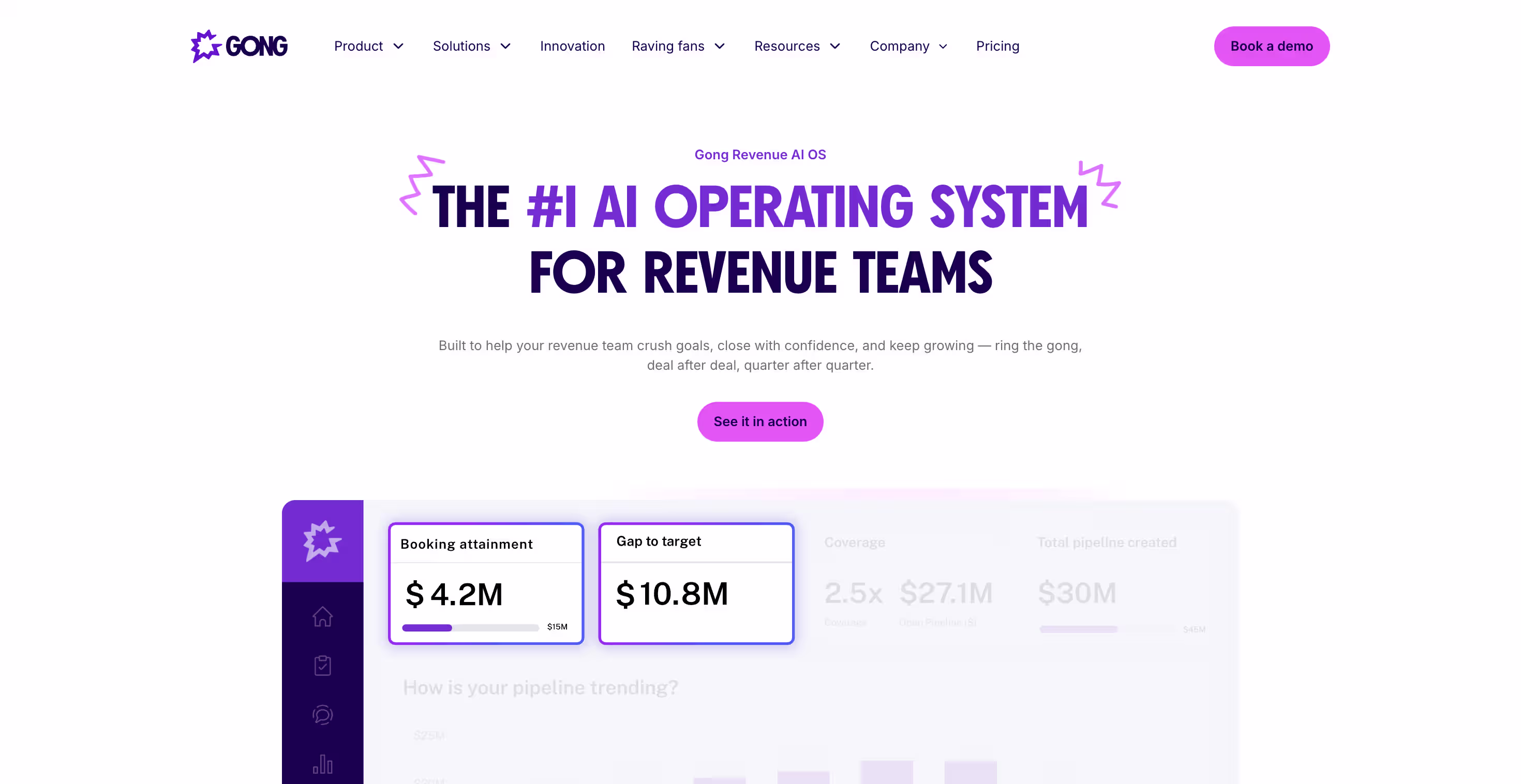 Gong revenue intelligence platform website hero image