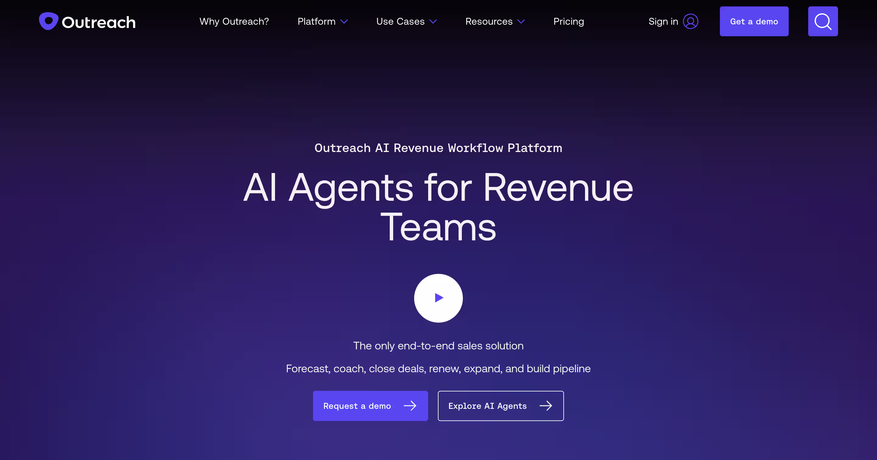 Outreach revenue intelligence platform website hero image