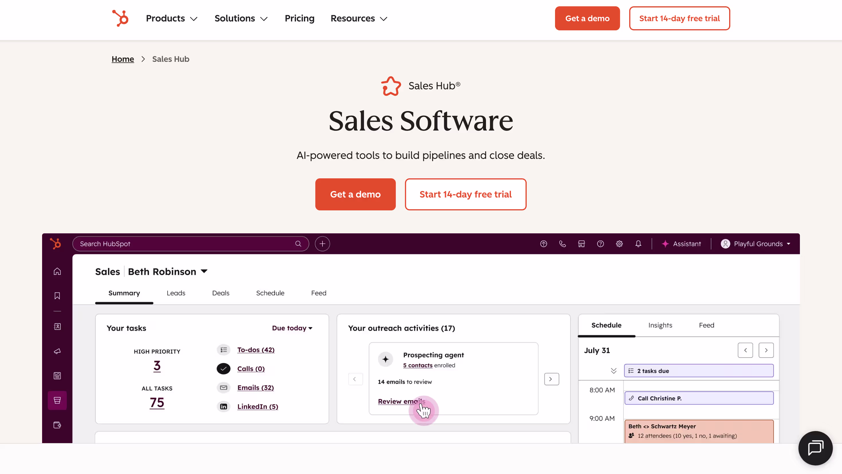 HubSpot Sales Hub hero image