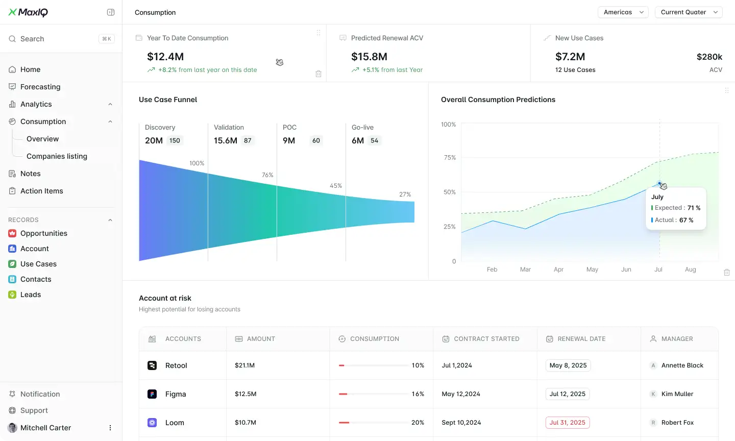 MaxIQ forecasting 