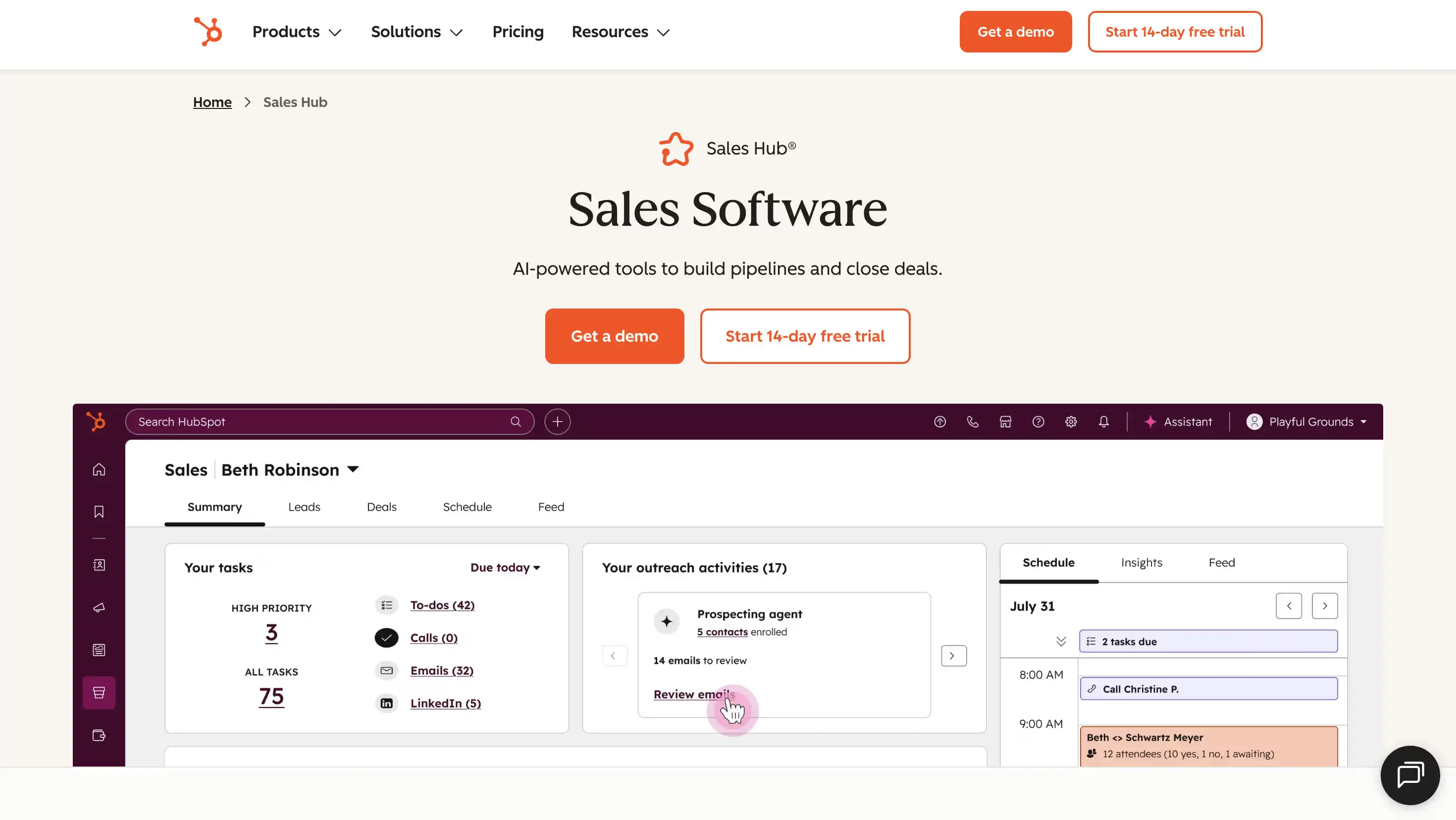 HubSpot Sales Hub hero image