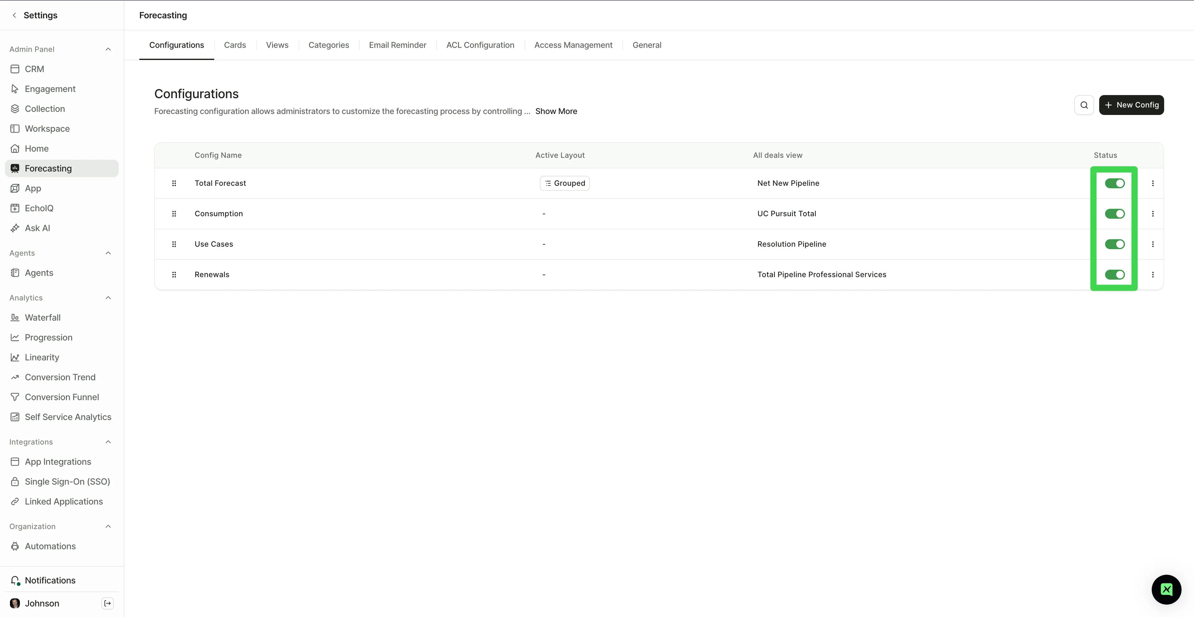 Forecasting Configurations