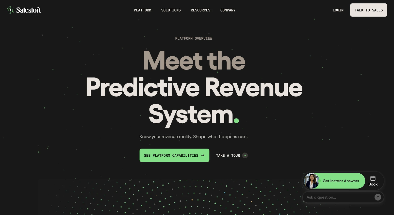 Salesloft platform overview page introducing the Predictive Revenue System from Clari and Salesloft