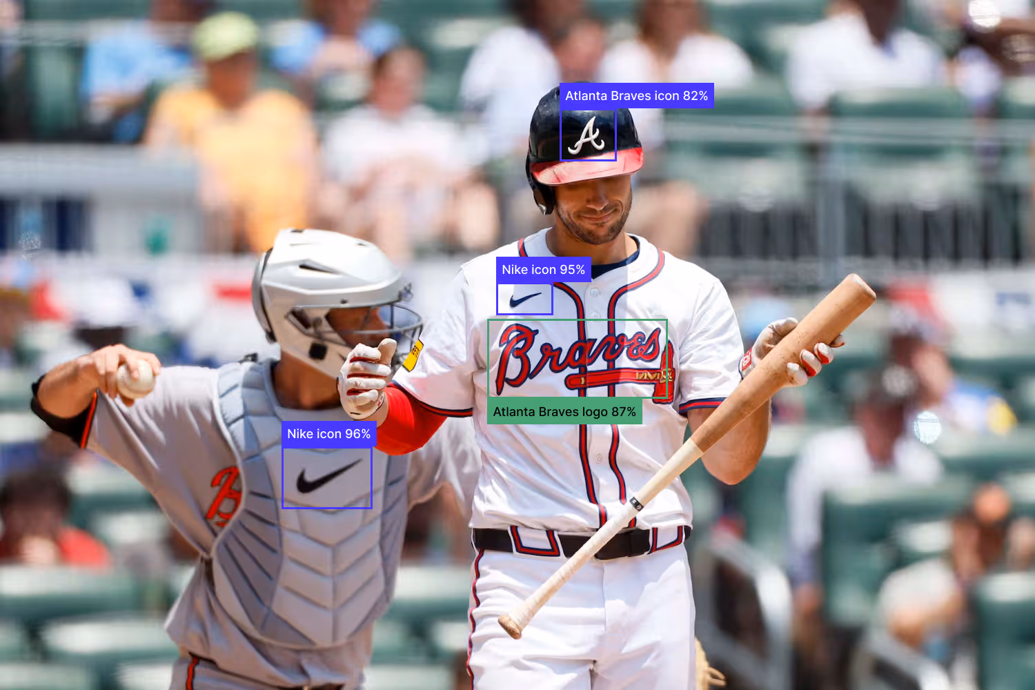 Baseball players being detected by AI