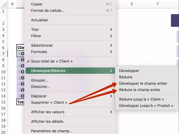 Un clic droit et il est possible d'afficher / masquer toutes les données