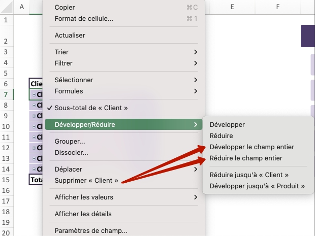 Un clic droit et il est possible d'afficher / masquer toutes les données