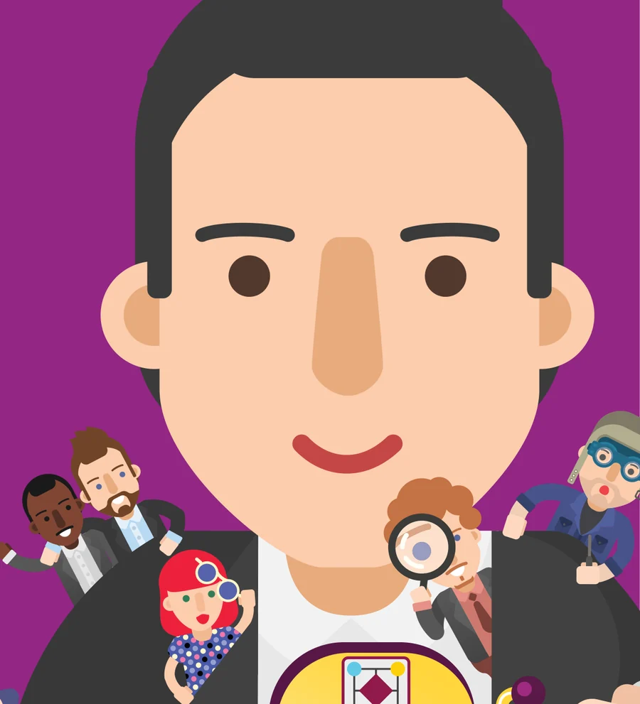 Illustration of a TIPS profiler surrounded by many different people