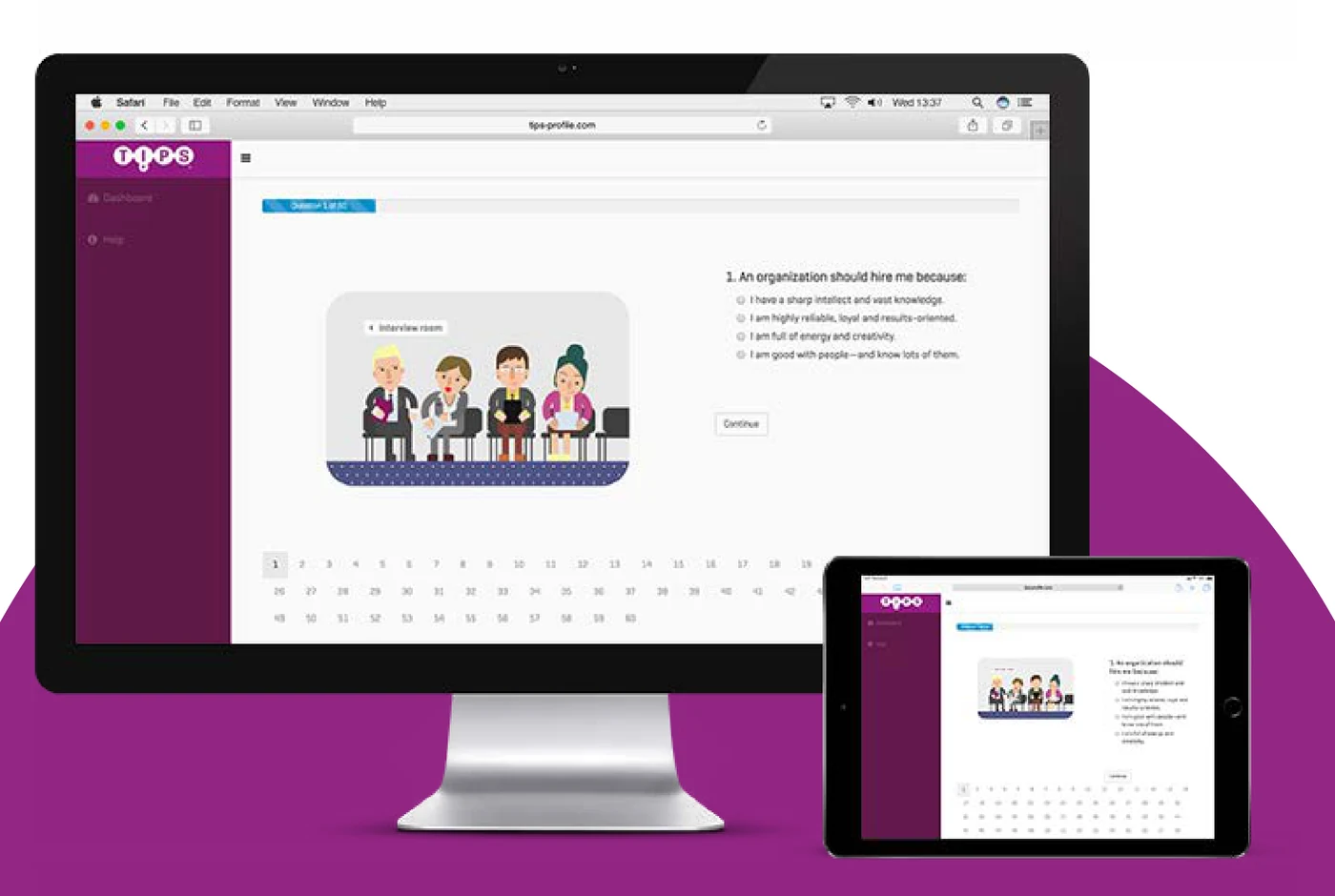 The TIPS online questionnaire on a desktop screen and a tablet