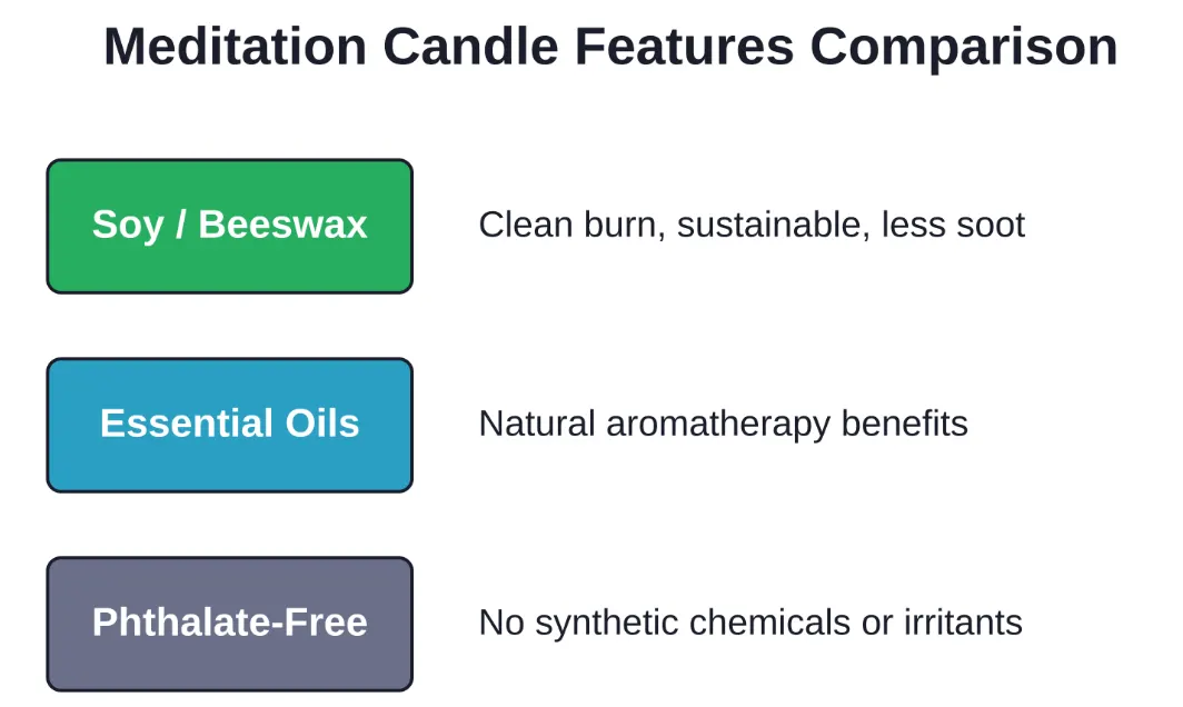 Key features that define quality meditation candles and their primary benefits for practice.