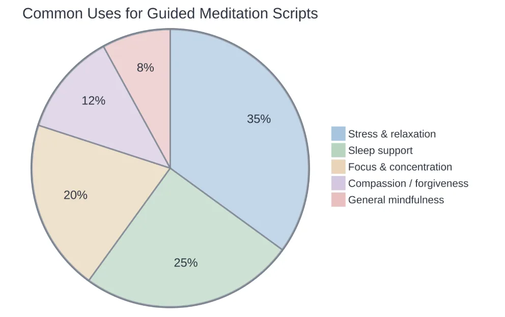 Rough breakdown of why people search for and use guided meditation scripts.