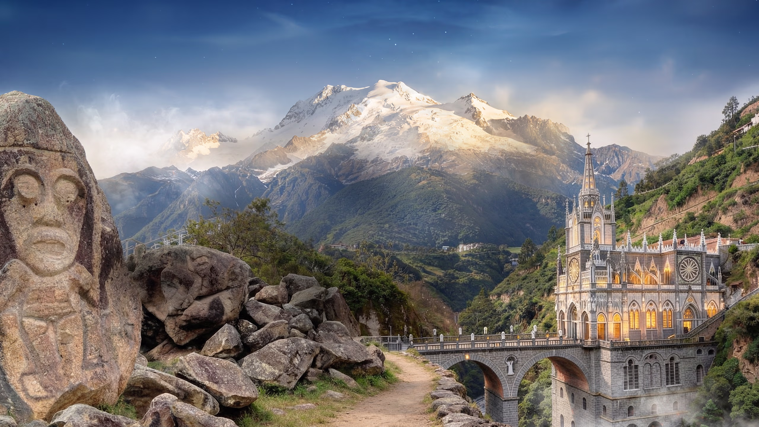 Rich collage of Colombian nature and cultural features