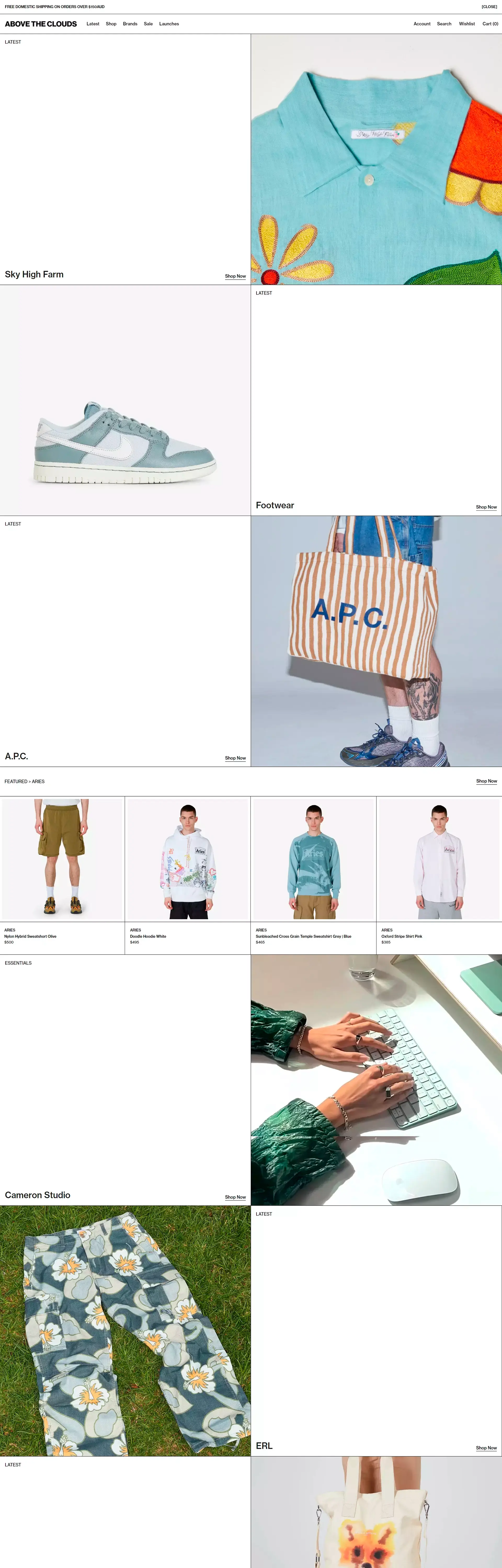 Homepage from the site «Above the clouds»; Main color: Black; Background color: White