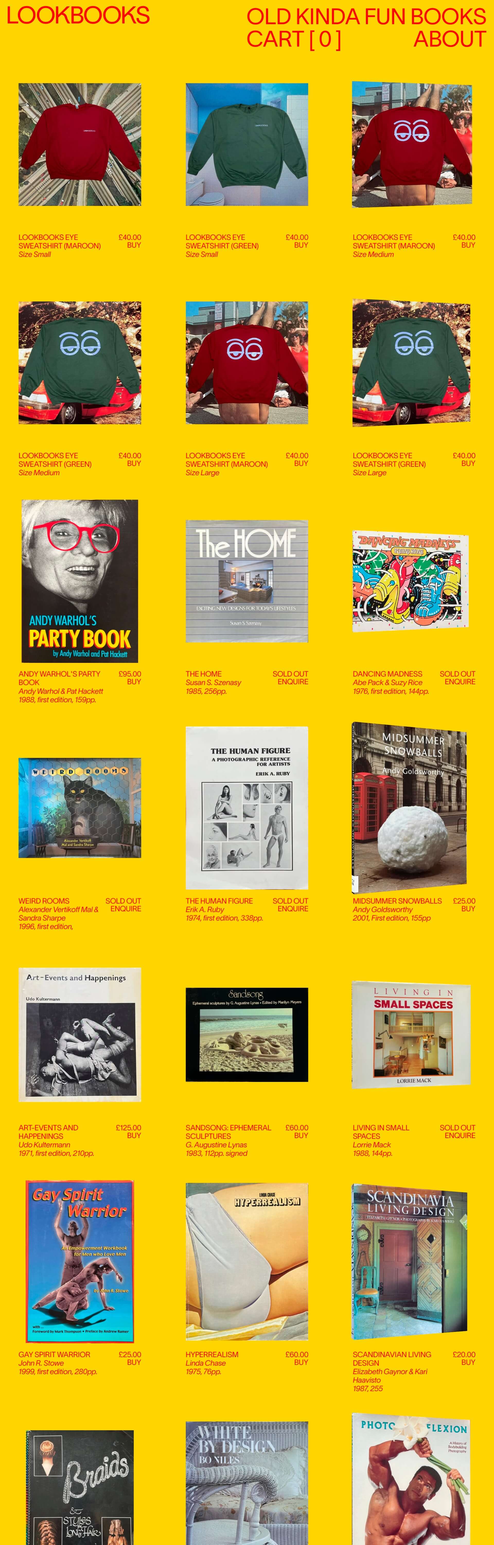 Homepage from the site «LOOKBOOKS»; Main color: Red; Background color: Yellow