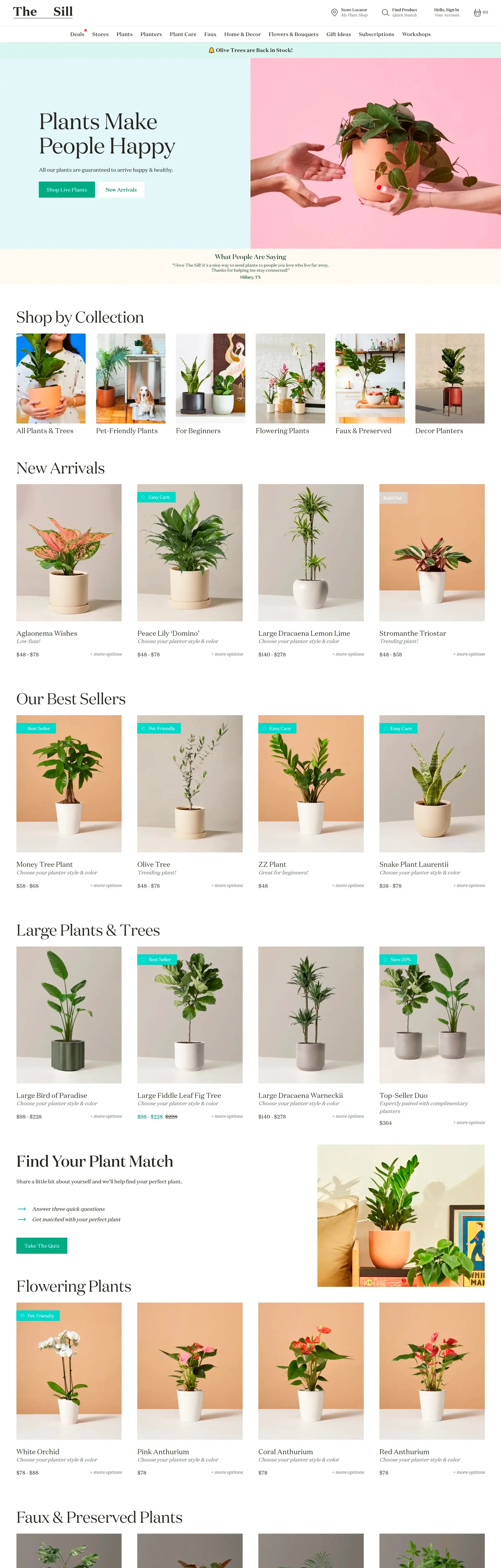 Homepage from the site «The sill»; Main color: Green; Background color: Light