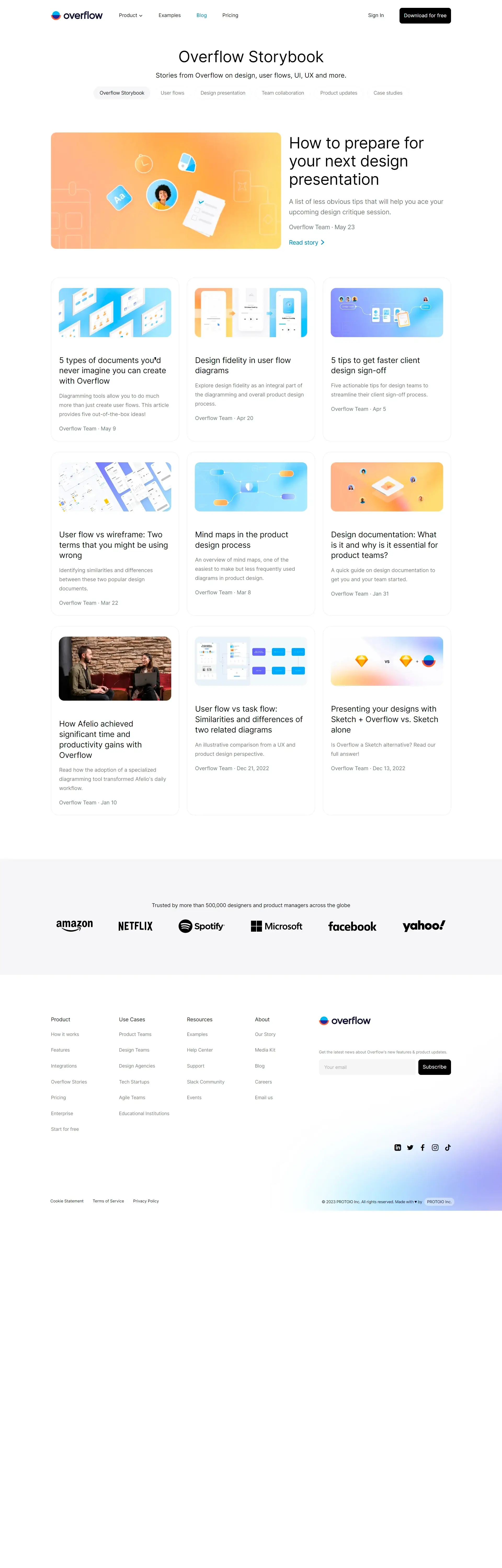 Homepage from the site «Overflow»; Main color: Gradient; Background color: White