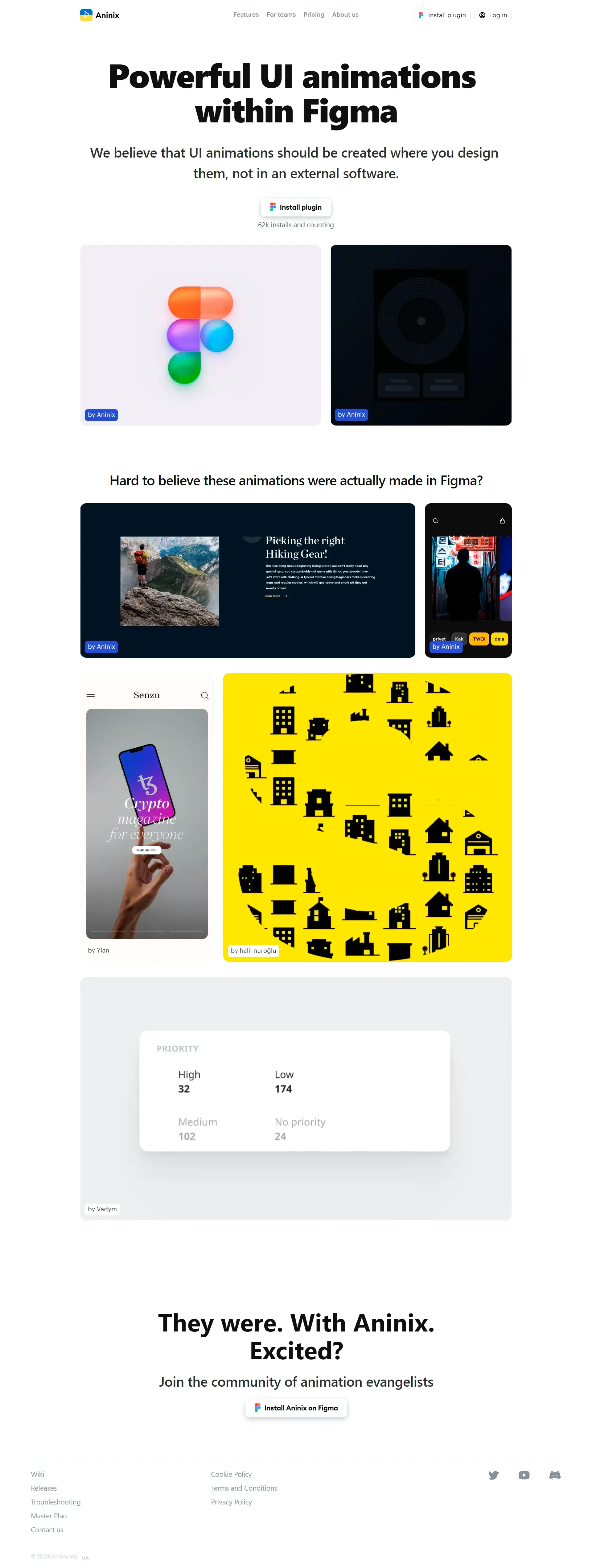 Homepage from the site «Aninix»; Main color: Yellow; Background color: White