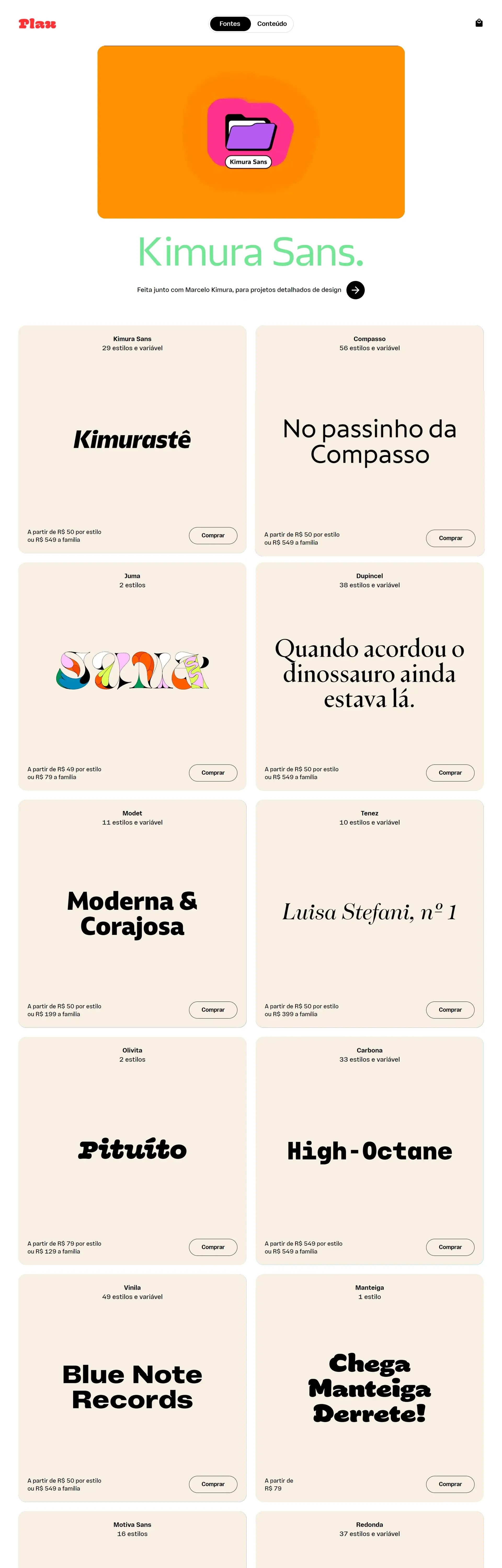Homepage from the site «Plau»; Main color: Orange; Background color: Light