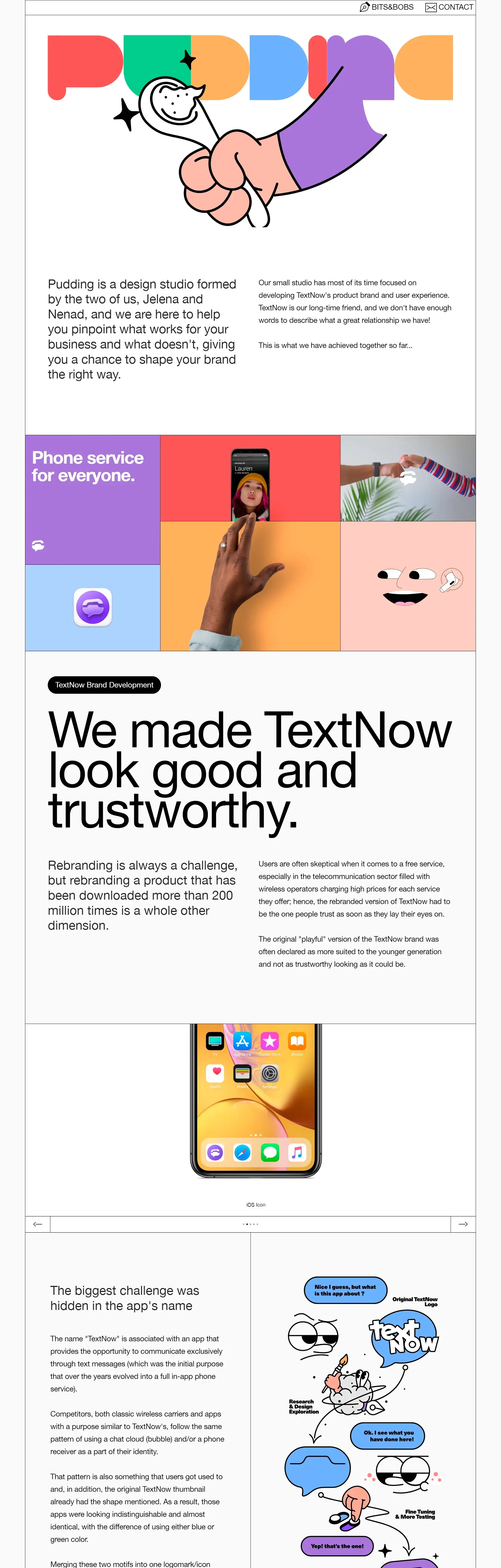 Homepage from the site «Pudding Studio»; Main color: Gradient; Background color: White