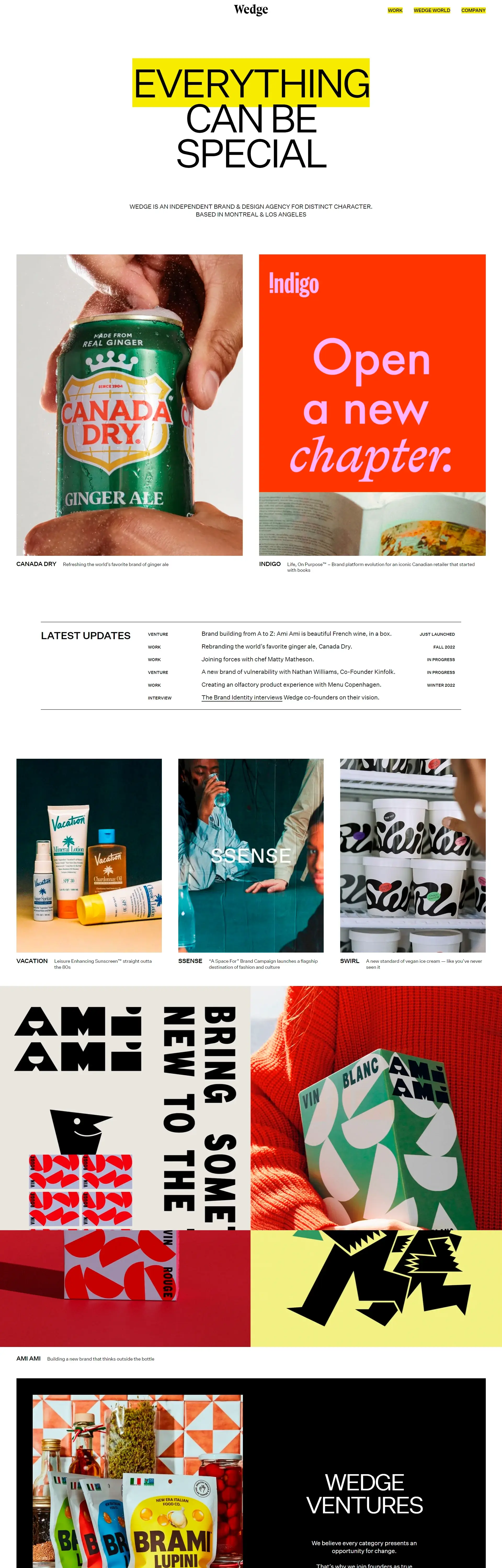 Homepage from the site «Wedge»; Main color: Red; Background color: White