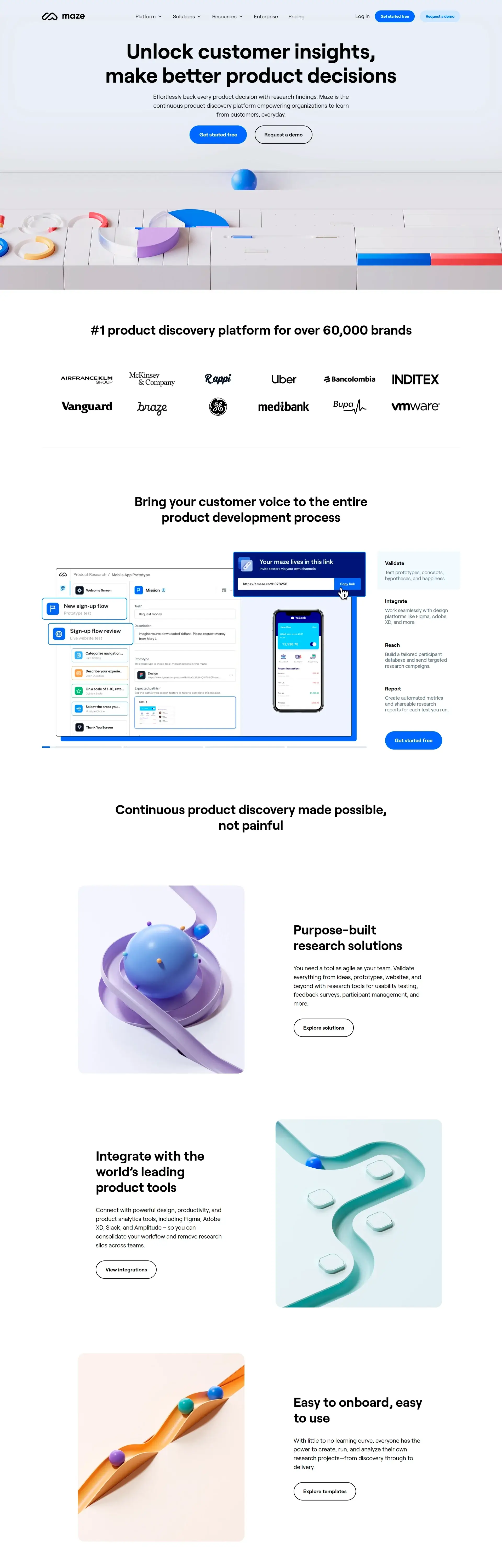 Homepage from the site «Maze»; Main color: Gradient; Background color: White