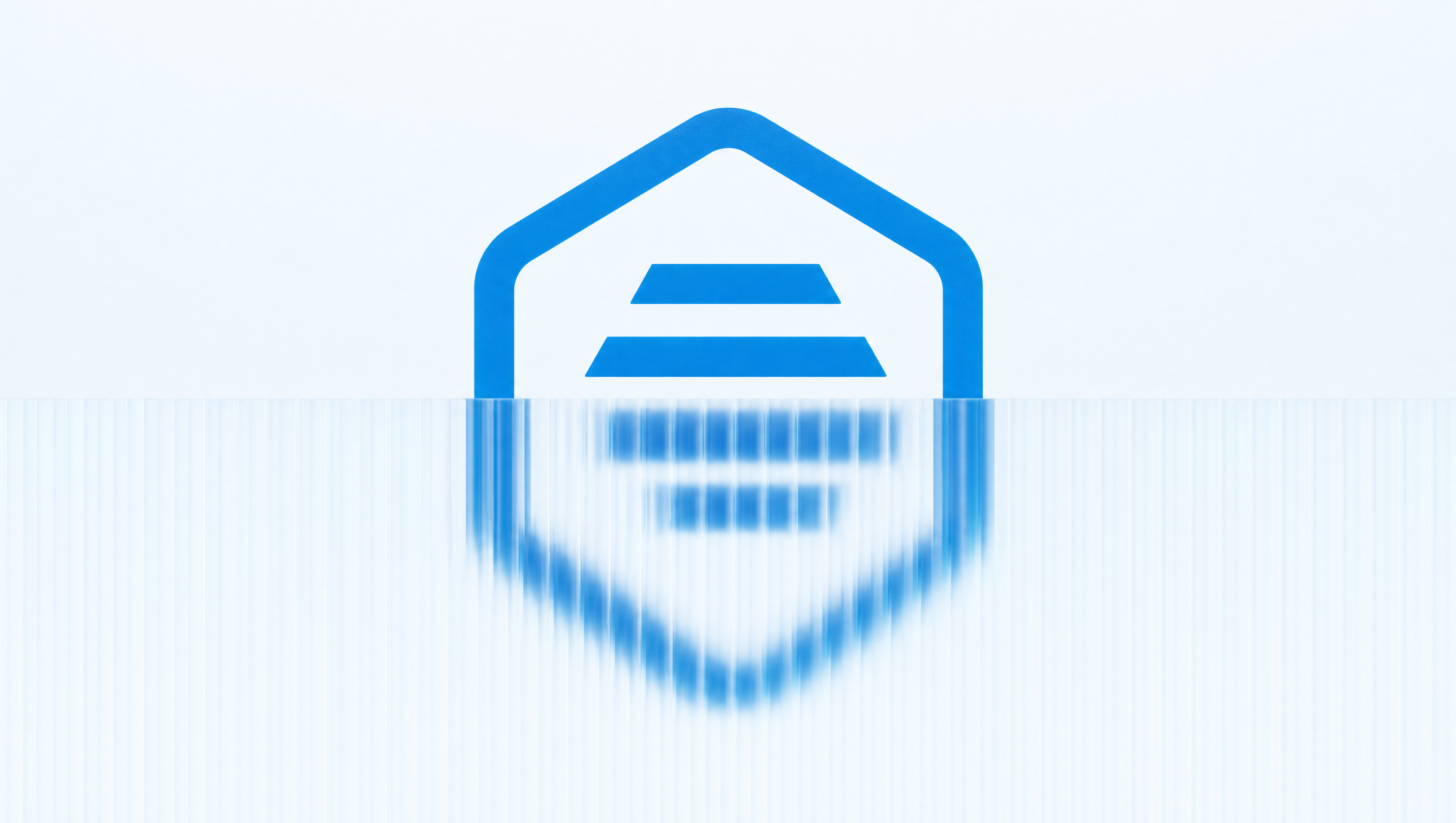 Blue hexagon shape sinking into fluted glass band